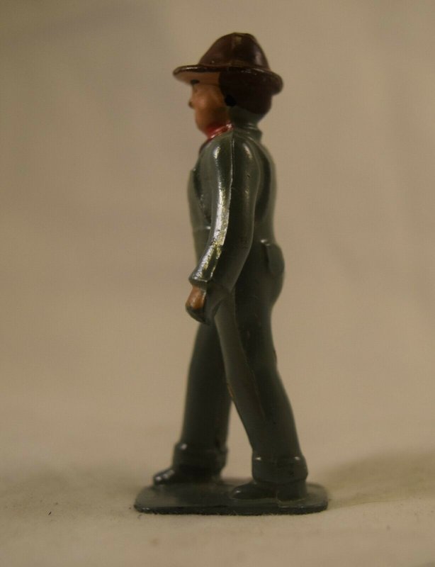 AE-137 Toy Farmer Man, Cast Metal Gray Color, 2.75x1.0=inches Vintage