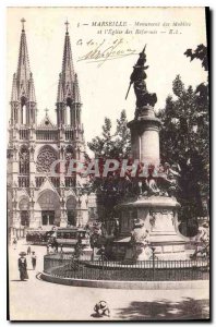 Old Postcard Marseille Monument Mobile and the church of Reforms