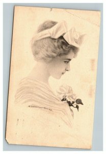 Vintage 1900's Art Nouveau Postcard Women with Flowers