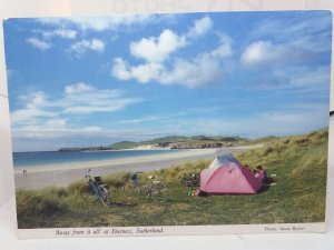 Family of Cyclists Camping at Durness Sutherland Scotland Vintage Postcard 1997