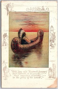 1909 Native Indian Canoeing the Lake Farewell Forever Posted Postcard