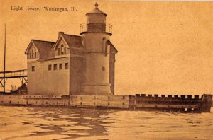 Waukegan Illinois Light House Vintage Postcard AA18998