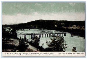 c1910 C.M. St. Paul Ry. Bridge Shawtown Exterior Eau Claire Wisconsin Postcard