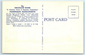 FRAMINGHAM, Massachusetts MA ~ Roadside THE CHOCOLATE HOUSE Candy 1940s Postcard