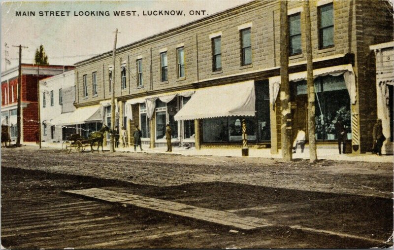 Main Street Lucknow Ontario c1909 Postcard F33 *as is