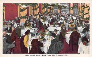 Main Dining Room Interior Hotel Plaza San Francisco California 1920s postcard