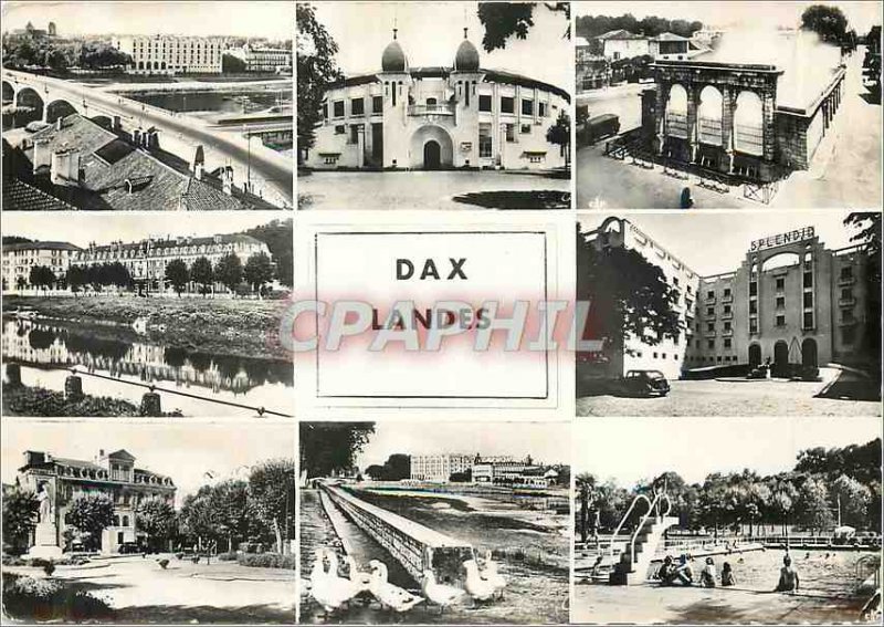 Modern Postcard Dax General view Arenes hot water fountain