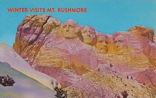 South Dakota Black Hills Winter Visits Mount Rushmore