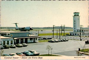 DE, Delaware DOVER AIR FORCE BASE Cafeteria~Control Tower~C5 Galaxy 4X6 Postcard