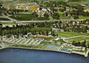 switzerland, MORGES, Aerial View Stadion STADIUM, Swimming Pool (1982)