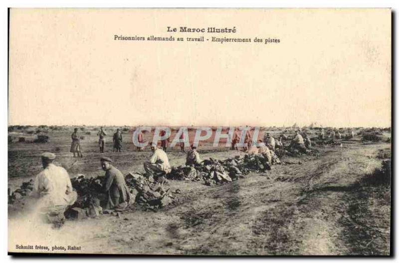 Old Postcard Militaria Morocco Work Germans Prisoners metalling tracks