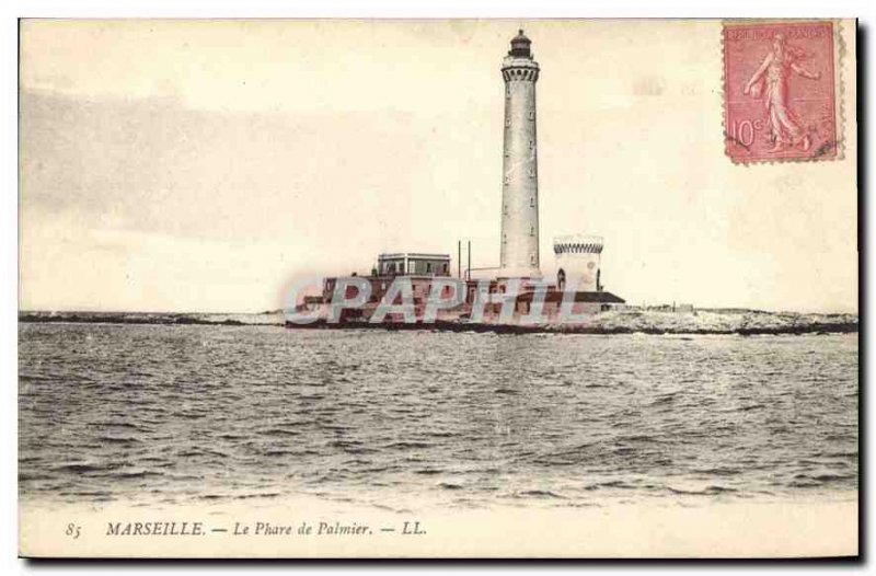 Old Postcard Marseille Lighthouse Palm