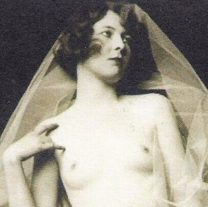 1211 - Nude French Bride Imported B&W RPPC Photo Picture Postcard
