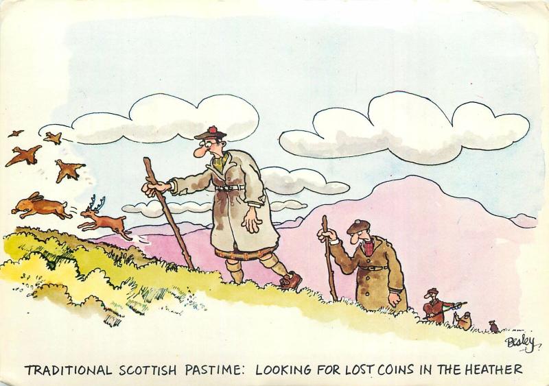 Traditional scottish pastime comic postcard