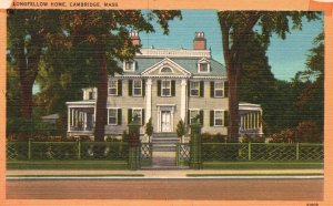 Vintage Postcard Longfellow Home Historic House Landmark Cambridge Massachusetts