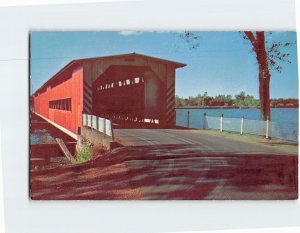 Postcard A picturesque view a covered Bridge St. Joseph River Michigan USA