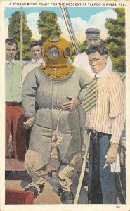 Sponge Diver Tarpon Springs Florida 1920s postcard