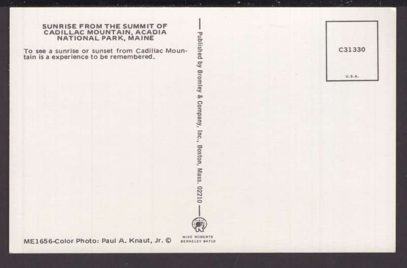 Maine Sunrise the Summit of Cadillac Mountain, Aradia National Park - Chrome