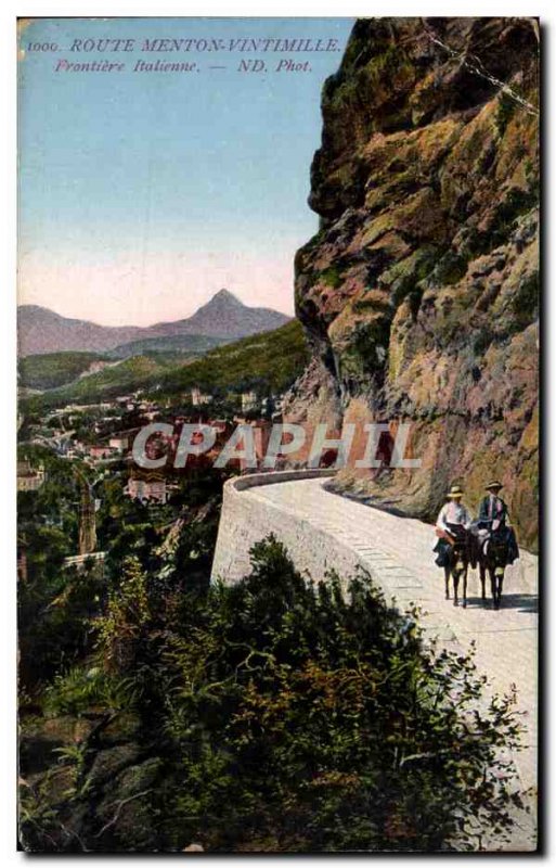 Old Postcard Route Menton Ventimiglia Frontiere Italian Donkey Donkey