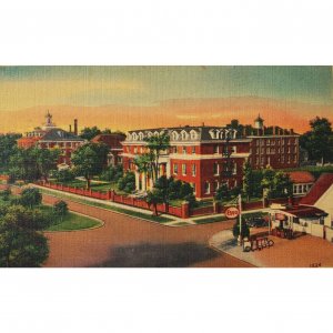 Allen University Columbia SC Linen Postcard Esso Gas Station Street View