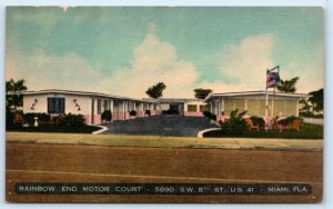 MIAMI, Florida FL ~ Roadside RAINBOW INN MOTOR COURT Motel 1940s Linen Postcard