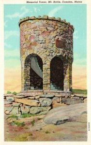 Vintage Postcard Memorial Tower Mt. Battle Camden Maine ME