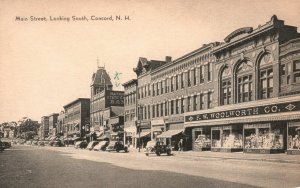 Vintage Postcard 1930's Main Street Looking South Concord New Hampshire NH