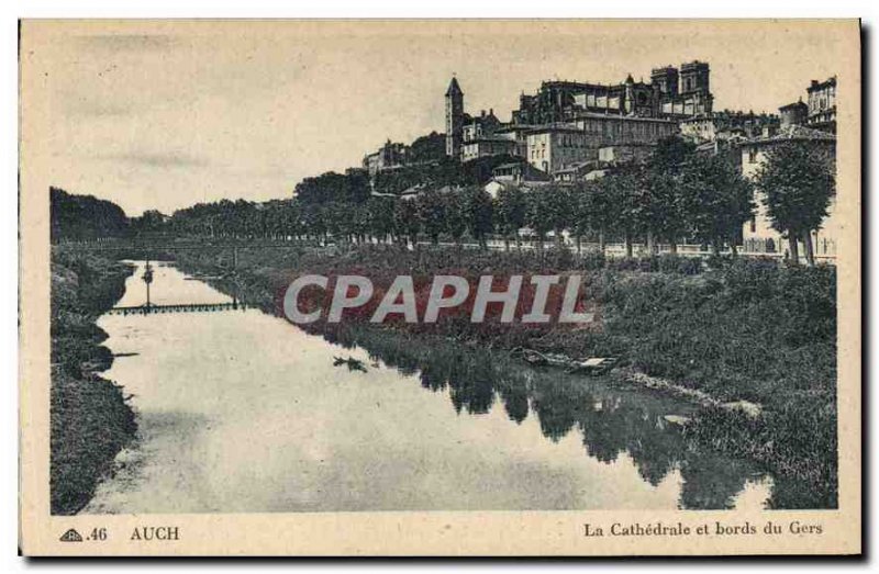 Old Postcard The Cathedral Auch Gers and edges