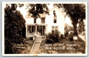 RPPC~Van Buren Arkansas~Bob Burns Home~Welcome Sign~Stairs~Porch~1940s Postcard