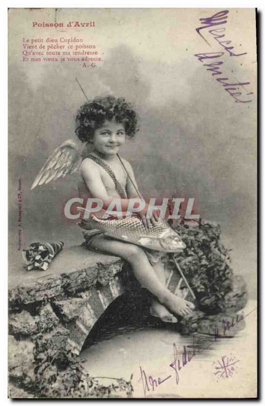 Old Postcard Fun Children of Angel Fish & # 39Avril