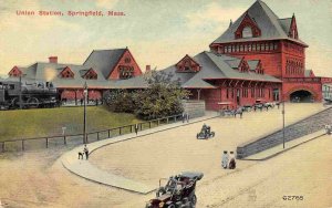 Union Station Railroad Train Depot Springfield Massachusetts 1910c postcard