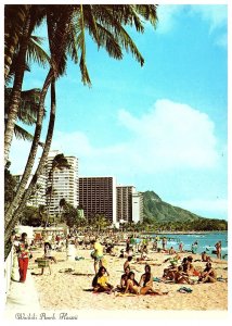 Howdy from the Beach at Waikiki Diamond Head Hotels Hawaii Postcard Posted 1975