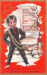 GRUSS VOM KRAMPUS SANTA CLAUS CHRISTMAS AUSTRIA POSTCARD (c.1920s)