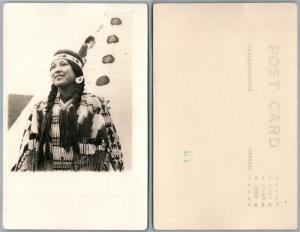 AMERICAN INDIAN GIRL ANTIQUE REAL PHOTO POSTCARD RPPC