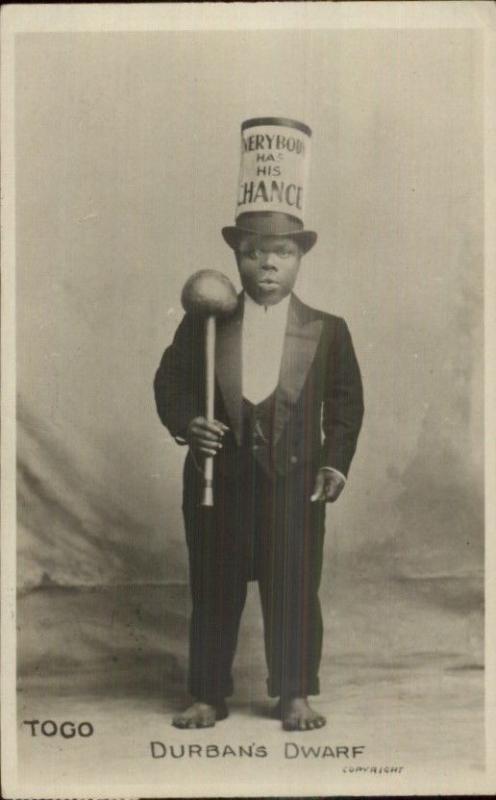 Togo Durban SA Dwarf Top Hat - Black Man c1920 Real Photo Postcard dcn