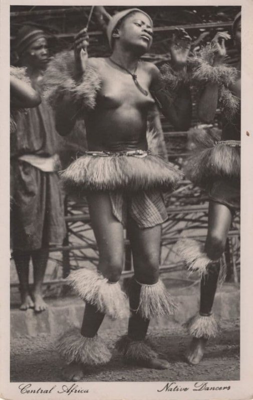 African Native Dancers Women Straw Mini Skirts Real Photo Postcard
