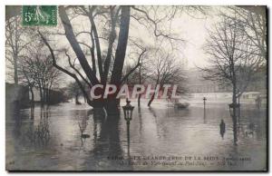 Old Postcard Paris La Grande Crue De La Seine The Jaridn Du Vert Galant at Ne...