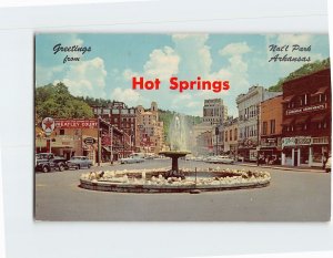 Postcard Crystal Water Fountain Greetings from Hot Springs Nat'l Park Arkansas