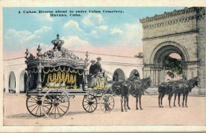 Cuba A Cuban Hearse about to enter Colon Cemetery Havana Vintage Postcard 07.24