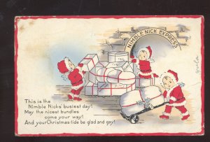 CHILDREN SANTA CLAUS NIMBLE NICK EXPRESS VINTAGE CHRISTMAS POSTCARD 1910