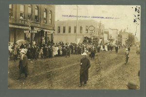 Bemidji MINNESOTA RP 1908 PARADE Main Street BPOE ELKS CONVENTION Crowd