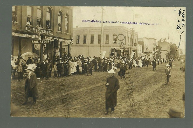 Bemidji MINNESOTA RP 1908 PARADE Main Street BPOE ELKS CONVENTION Crowd