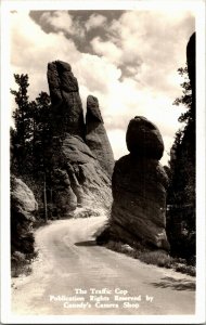 RPPC The Traffic Cop Rock Formation Custer State Park SD Vintage Postcard E02