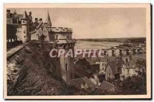 Postcard Old Amboise view on the Loire and the Terrace of the Chateau