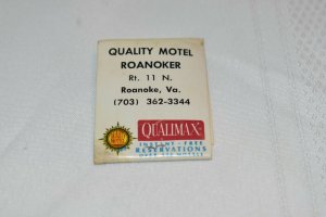 Quality Motel Roanoker Virginia Qualimax 20 Strike Matchbook