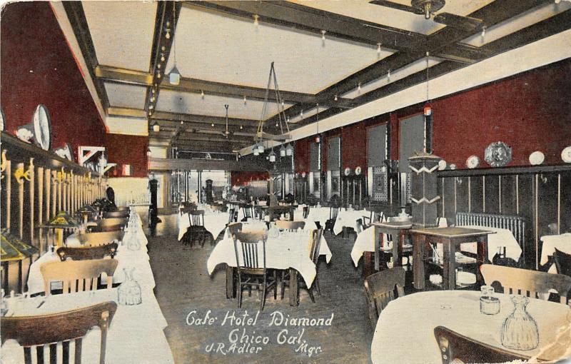 F29/ Chico California Postcard c1910 Café Hotel Diamond Interior