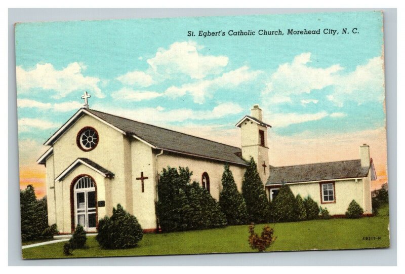 Vintage 1930's Postcard - St. Egbert's Catholic Church Morehead City NC