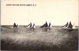 Yacht Scene Around South Amboy NJ Vintage Postcard V43