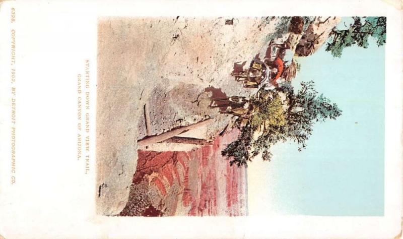 Grand Canyon Arizona View Of Trail Detroit Pub Antique Postcard K33870