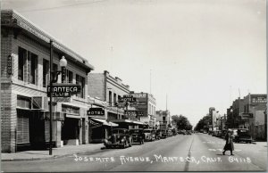 RPPC Yosemite Ave Manteca California Real Photo Postcard Hotels Rexall Cars